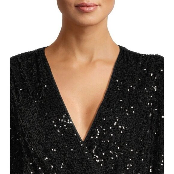 NEW! BCBG Paris All Over Sequin Formal Jumpsuit Long Sleeve Black SZ XL - Picture 3 of 11